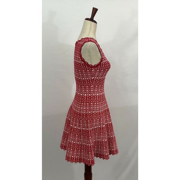 Unbranded Sz 36 4 Red White Knit Sleeveless A-Line Dress - Picture 5 of 8